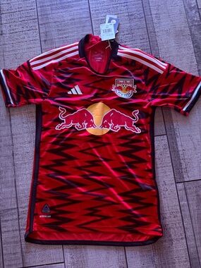 adidas New York Red Bulls Soccer Jersey XS Red Black MLS